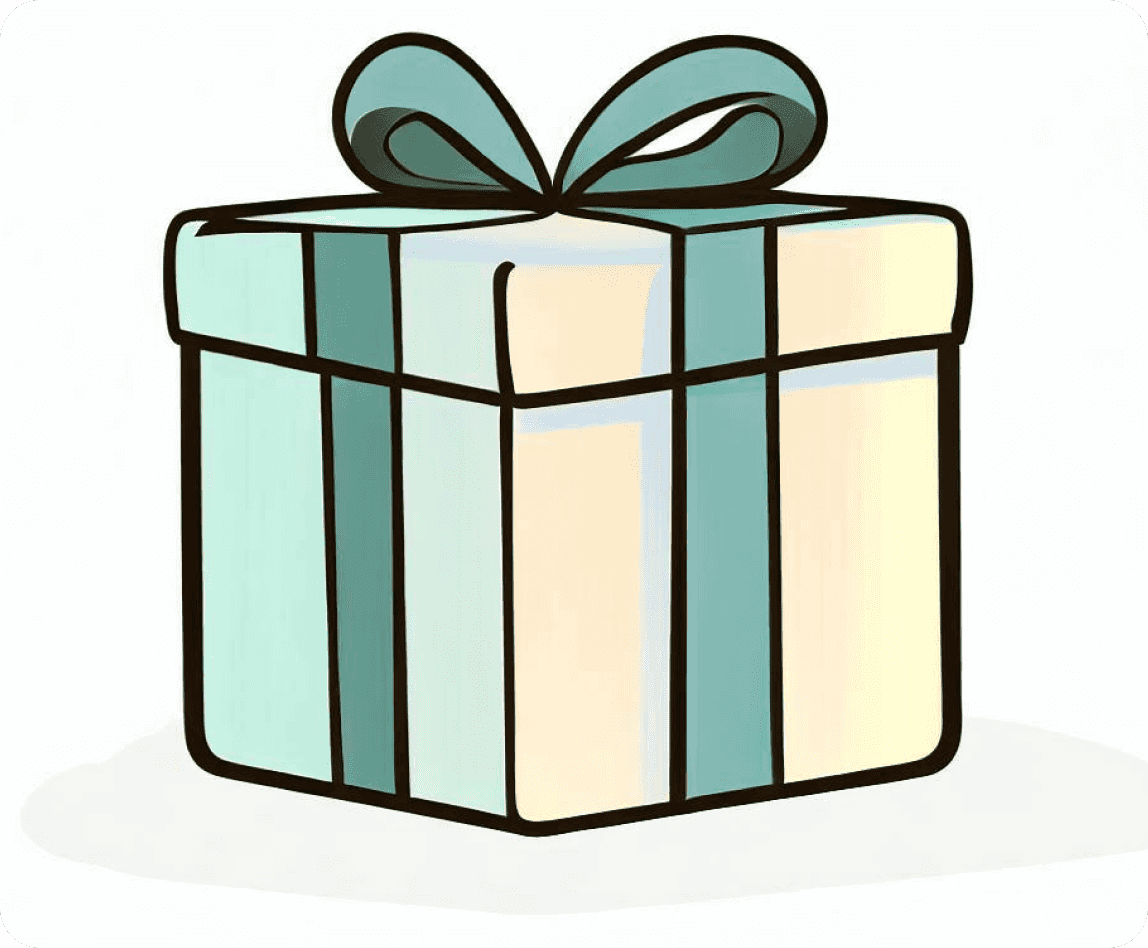 A simple drawing of a gift made by The Academy Tree